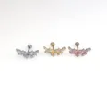 Stainless steel cartilage piercing stud earrings with crystal floral cluster in three colors. - NO 3 Style / Silver