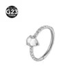 G23 Titanium Segment Ring with Pear Zirconia Pave Piercing Jewelry Septum Clicker Variant - 1.2x8mm / Silver White Teardrop