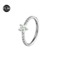 Titanium Star Zircon Nose Ring Clicker 14G Body Piercing Jewelry with Green Crystal - Five-pointed Star Style / 1.2x8mm / Silver/Light Green