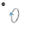 Titanium Segment Ring with Blue Star Septum Piercing Hinged Clicker Body Jewelry 14G. - Five-pointed Star Style / 1.2x8mm / Silver/Sea Blue