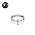 Titanium body piercing ring featuring marquise cubic zirconia, clicker segment septum nose ring. - 1.2x8mm / Silver White Marquise without Rhinestones