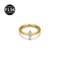 Gold titanium clicker piercing ring with marquise cz stone for body jewelry fashion accessory - 1.2x8mm / Gold White Marquise without Rhinestones