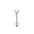 G23 titanium alloy threadless labret stud with prong-set zircon for cartilage piercing - Round / 1.2*10*5mm / White