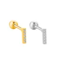 Orecchini a lobo barra lettera zircone acciaio inossidabile oro argento opzioni top - Lettera I