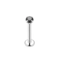G23 Titanium Threadless Labret Stud Piercing Prong Set Black Zircon Cartilage Nose Lip Ring - Round / 1.2*10*5mm / Black
