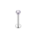 Titanium labret stud with purple zirconia stone, cartilage piercing jewelry for daily wear. - Round / 1.2*10*5mm / Purple