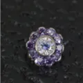 Titanium zonnebloem piercing sieraden met paarse en heldere zirkonia stenen erin. - 7mm 1.2mm Draad Met 14G Basis / Paars Wit