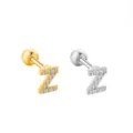 Orecchino piercing cartilagine lettera Z in acciaio inossidabile con zirconi brillanti. - Lettera Z