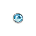 Titanium dermal anchor top with light blue crystal rhinestone piercing jewelry piece. - 1.2*3mm (M1.2 Thread/Fits 1.6mm Base) / Silver Ocean Blue
