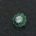 Titanium dermal anker top bloem met heldere en groene stenen voor lichaams sieraden 1pc - 7mm 1.2mm Draad Met 14G Basis / Groen/Wit