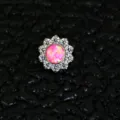 Titanium Zonnebloem Dermal Anchor Top Roze Opaal Piercing Sieraad Labret Oorring - 7mm 1.2mm Draad Met 14G Basis / OP23