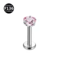 Titanium Herz Zirkonia Labret Stecker, Körperpiercing Schmuck in Rosa Farbvariante. - Herz / 1.2*10*3mm / Rosa