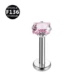 Titanium quadratisch rosa Zirkonia Labret Stecker Piercing Ohrring Körperschmuck steril - Quadratisch / 1.2*10*3mm / Rosa