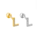 Set di orecchini per cartilagine lettera L con zirconi cubici lucidi oro e argento. - Lettera L