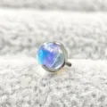 Titanium Dermal Anchor Piercing Top Opal Labret Body Jewelry Replacement Accessory - 3mm (Thread M0.9) / Three-Prong Moonstone