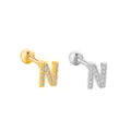 Orecchino per Cartilagine Lettera N Zircone Acciaio Inox Chiusura a Vite Variante - Lettera N