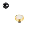 Titanium Opal Piercing Top G23 Body Jewelry Threaded Dermal Anchor Lip Stud Replacement - Gold Base White Style (OP17) / 4mm (Thread M0.9)