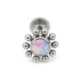 Hochwertiger Titan Opal Blumen Labret Stud Knorpel Ohrring Body Piercing Schmuck Top - Edelstahl 1.2x6 mm / OP38 Blumenform