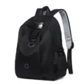 Black nylon backpack with breathable mesh straps, casual lightweight design for daily travel. - Black Large
