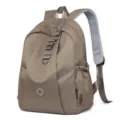 Casual nylon backpack daily travel lightweight school bag multi-pocket daypack for women - Khaki Large