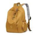 Yellow nylon casual backpack with grey mesh straps and stylish golden webbing details. - Yellow Large