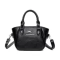 Black PU leather women shoulder handbag minimalist casual fashion versatile pillow bag - Black