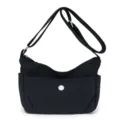 Fashionable minimalist nylon women shoulder bag, casual large capacity crossbody messenger bag. - Black