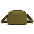 Green canvas crossbody bag for women, simple shell shoulder bag with adjustable strap. - Brownish Yellow