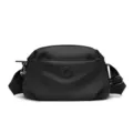 Minimalist black nylon crossbody bag for women, versatile casual everyday shoulder bag. - Black