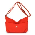 Borsa a tracolla in nylon da donna, borsa casual arancione brillante con tracolla regolabile. - Rosso Tramonto
