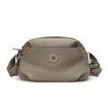 Stylish gray nylon crossbody shoulder bag, lightweight casual commuter handbag for women. - Khaki