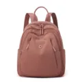 Dusty rose nylon women backpack, casual daily casual daypack, stylish travel bookbag. - Candy Pink