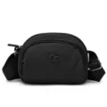 Black casual minimalist nylon crossbody bag with multi-compartments and adjustable strap. - Black