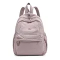 Lightweight pink nylon backpack for women, large capacity casual daypack for school travel work. - Light Pink