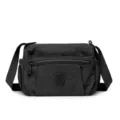 Black nylon crossbody bag with multi pockets, casual shoulder bag for women daily use. - Black