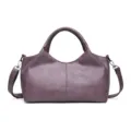 Elegant purple PU leather shoulder bag, large capacity casual tote bag for daily fashion women. - Purple