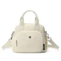 Lightweight nylon shoulder bag casual crossbody handbag with top handle for women daily use - Off White