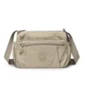Khaki nylon crossbody shoulder bag for women, stylish multi-pocket casual daily handbag - Khaki