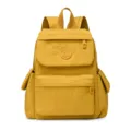 Yellow casual nylon backpack large capacity school bag for women daily travel daypack - Yellow