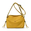 Women casual nylon crossbody bag, lightweight daily shoulder bag with adjustable strap and zipper. - Yellow