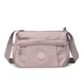 Casual nylon multi-pocket crossbody shoulder bag for women, dusty pink daily casual use. - Light Pink