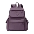Purple nylon casual backpack for women, large capacity school bag for daily travel. - Deep purple