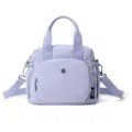 Lightweight nylon shoulder bag for women, purple crossbody purse with top handle and strap. - Purple