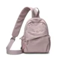 Pink nylon mini sling backpack casual vintage daily travel single shoulder bag for women - Light Pink