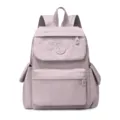 Lightweight stylish women's casual nylon backpack large capacity travel school bag in purple - Light Pink