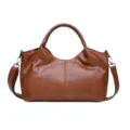 Brown PU Leather Women Shoulder Bag Large Capacity Crossbody Handbag Stylish Casual Daily Purse - Brown
