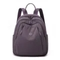 Purple nylon casual backpack for women, stylish daily travel school bag with multi pockets. - Violet