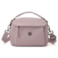 Women nylon crossbody bag, mauve casual shoulder bag with multi-layer pockets and top handle - Lotus root pink