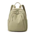 Casual nylon backpack for women, stylish sage green travel bag with multi zipper pockets. - Mocha