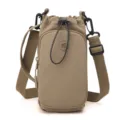 Khaki minimalist crossbody phone bag with drawstring closure and adjustable strap for women. - Rose Pink